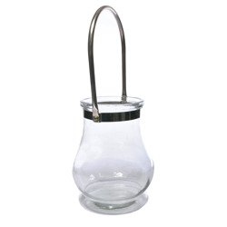 Lampion szklany z uchwytem 15x18 cm