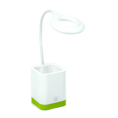 Lampka biurkowa z przybornikiem kwadratowa LED zielona