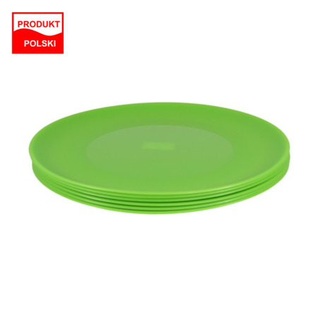 Komplet 6 talerzy dużych okrągłych 25,5 cm Weekend zielony bez BPA